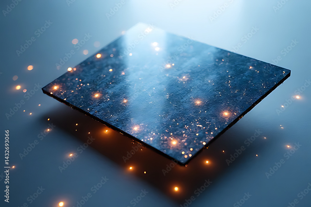 Poster sparkling surface reflection studio digital art minimalist top-down view abstract concept