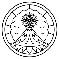 Volcano-themed mandala drawing