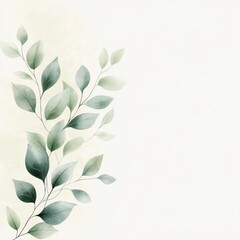 delicate watercolor botanical elements with handwritten-style inspirational quote, leaves, branches, soft green and beige tones, minimal composition.