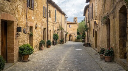 Fototapeta premium Charming Stone Street in Tuscany