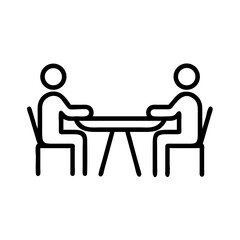 Fototapeta premium Business meeting table in simple linear interface style, green and white, activity concept with copy space 