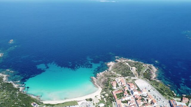 santa teresa gallura with the famous white beach rena bianca, sunny weather