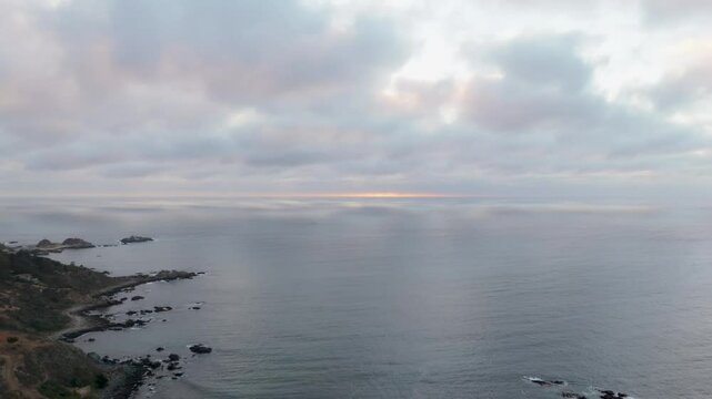 Quintay Chile Casablanca Valparaiso beach sea foam, morning drone view