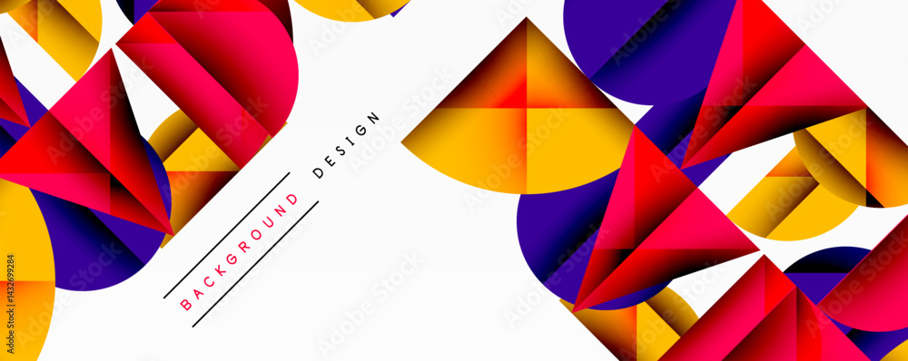 Poster Abstract polygonal shapes, vibrant colors, dynamic composition. Modern design element for backgrounds, presentations.
