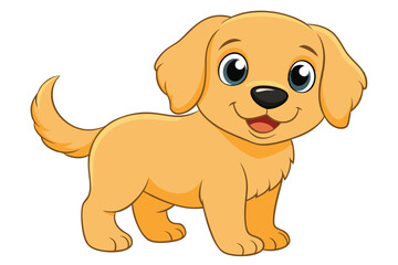 Illustration of Cute baby Golden Retrieve on white.