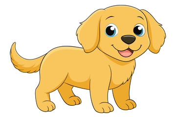 Illustration of Cute baby Golden Retrieve on white.