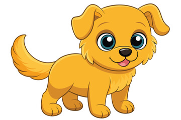 Illustration of Cute baby Golden Retrieve on white.