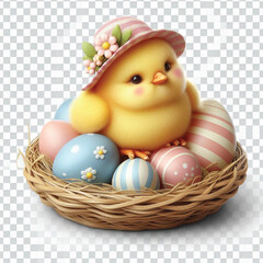 Cute Easter Chick Isolated on White Background with Transparent Effect write me the