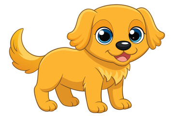 Illustration of Cute baby Golden Retrieve on white.