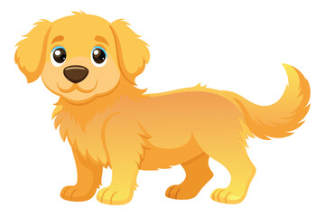 Illustration of Cute baby Golden Retrieve on white.