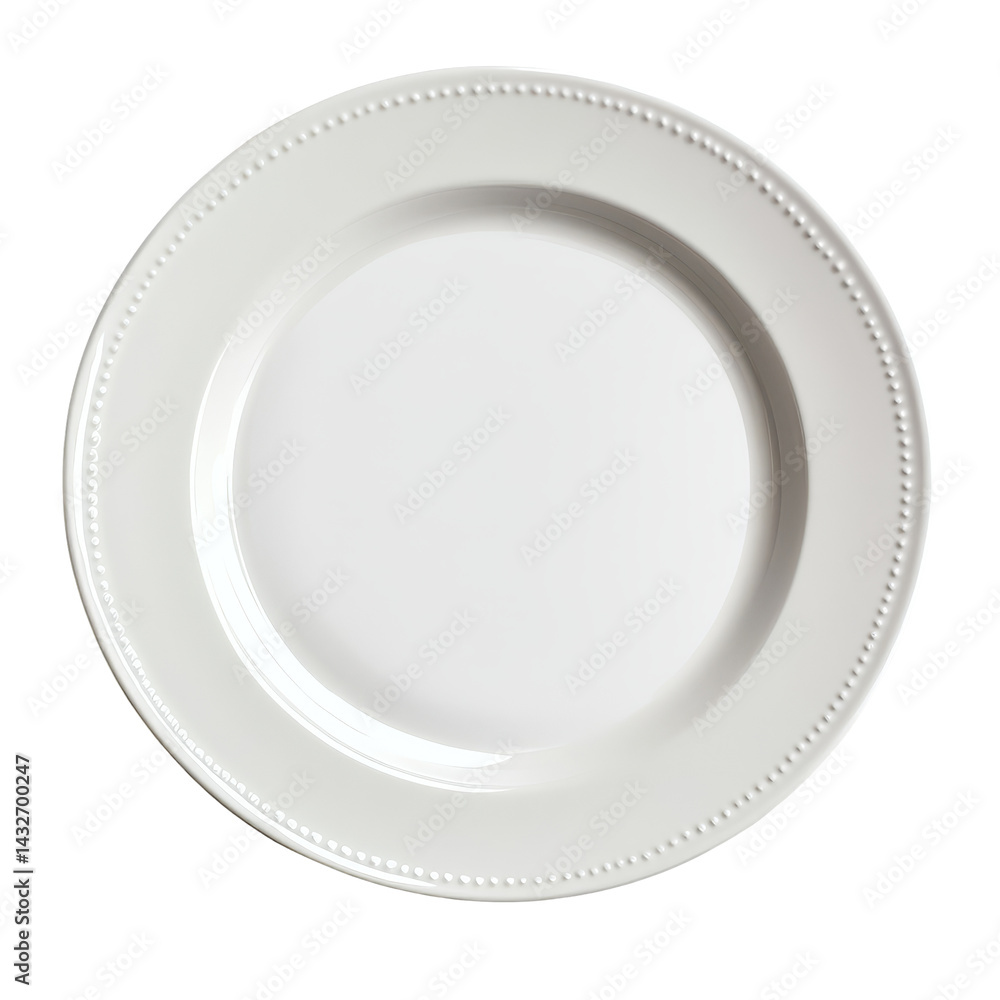 Poster simple transparent plate with decorative rim design isolated on a transparent background for various