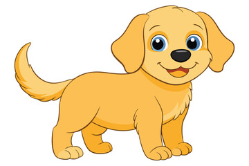 Illustration of Cute baby Golden Retrieve on white.