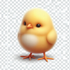 Cute Easter Chick Isolated on White Background with Transparent Effect write me the