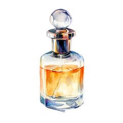 Elegant watercolor depiction of a luxury aroma bottle on a soft transparent background, luxury aroma bottle transparent background