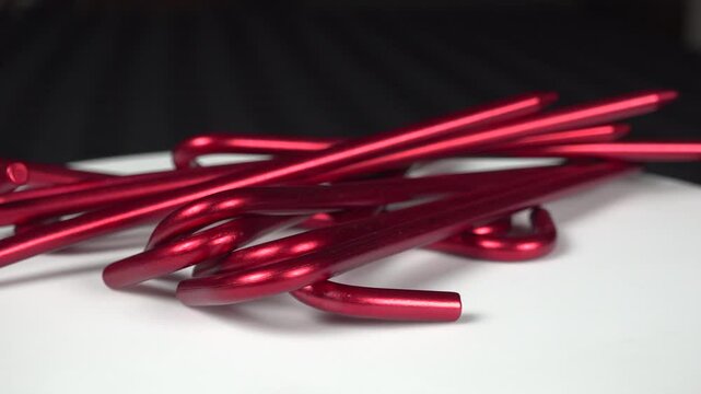 Close shot of a bunch of MSR tent pegs