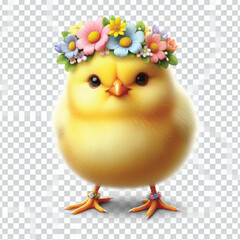 Cute Easter Chick Isolated on White Background with Transparent Effect write me the
