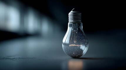 Lightbulb filled with a miniature galaxy and binary code