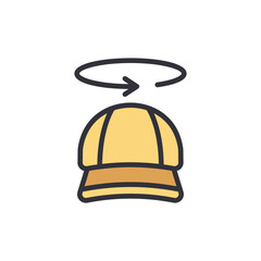 Hat size colored icons, minimalist vector illustration ,simple transparent graphic element .Isolated on white background