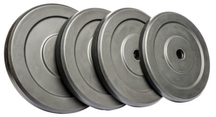 Steel Weight Plates for Barbell and Fitness Equipment isolated with transparent background