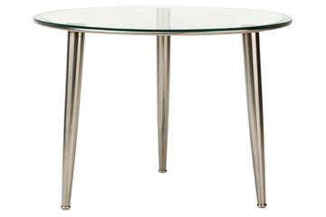 Modern Glass Round Table with Metal Legs for Contemporary Interior isolated with transparent background