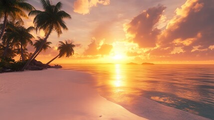 Sunset serenity over tropical beach paradise exotic location nature scene tranquil environment scenic viewpoint