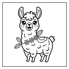 Fototapeta premium Kawaii Animals Bold and Easy Coloring Book for Kids and Adults