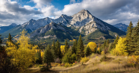 Panorama mountain autumn landscape	