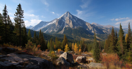 Panorama mountain autumn landscape	