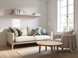 Warm Light Green Pillows Geometric Patterns Minimalist Home Decor