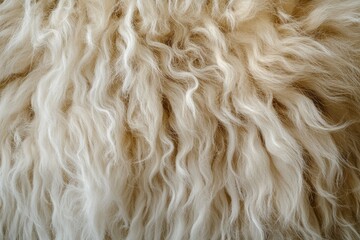 Fototapeta premium An ultra-detailed macro shot of a llama's woolly fur, showing the unique, soft, and fluffy texture