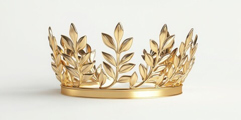 Golden Leaf Crown On White Background