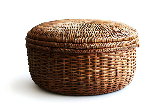 wicker basket isolated on white background