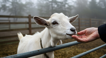 Fototapeta premium white goat in the farm