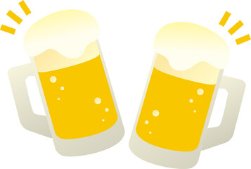 夏　ビール　生ビール　お酒　ジョッキ　グラス　ドリンク　アルコール　飲み物　イラスト素材