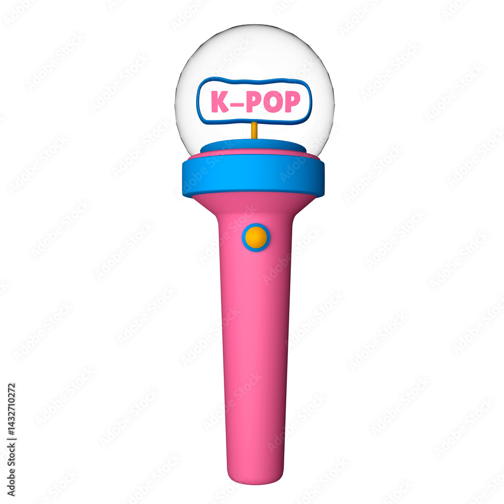Poster lightstick with the inscription k-pop. 3d rendering