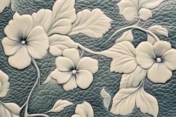 Intricate leatherwork design featuring delicate floral patterns.