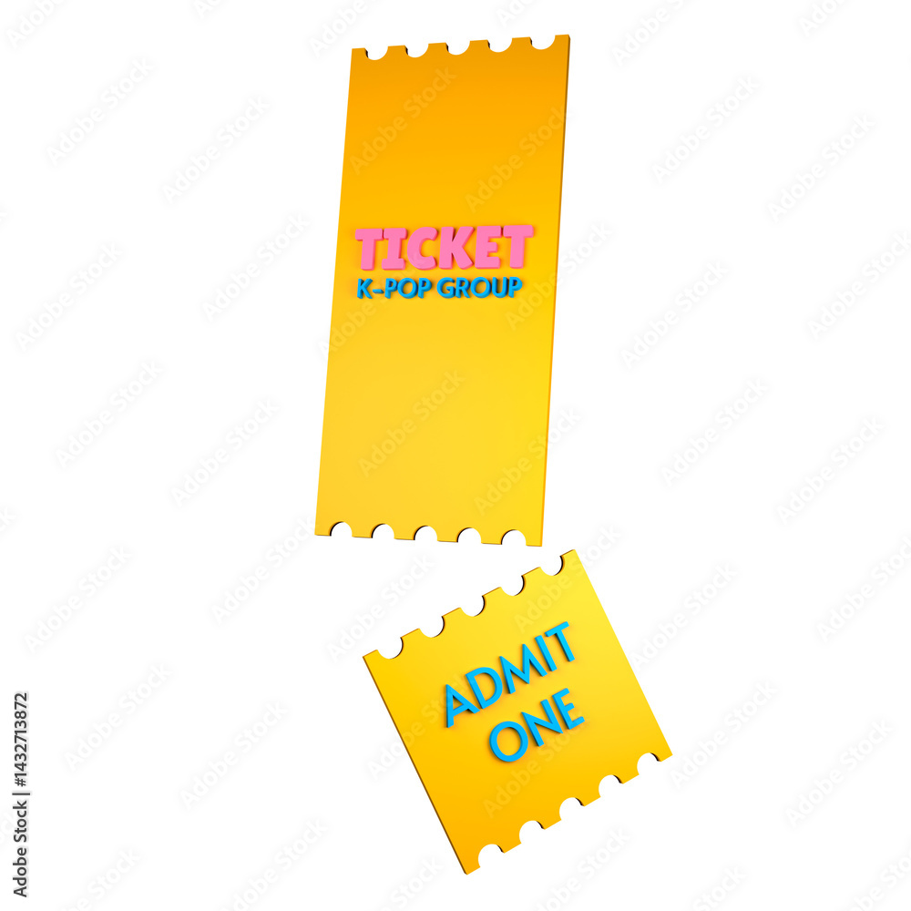 Poster ticket to a k-pop group concert. 3d rendering