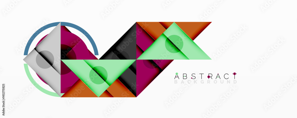 Poster geometric shapes create modern design. vibrant colors, overlapping elements, abstract composition. m