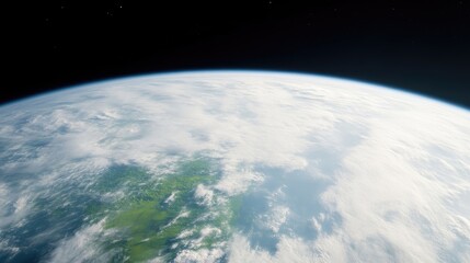 Earth's curve and cloud formations viewed from space, showcasing a breathtaking panorama of our planet.