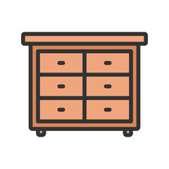 Chest of Drawers icon vector image. Suitable for mobile apps, web apps and print media.