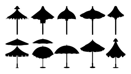 Obraz premium set of umbrellas silhouette vector on white background