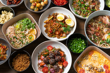 Vibrant Asian Noodle Feast Display