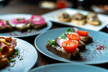 Colorful Assorted Open-Faced Sandwiches