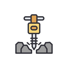 Coal mining colored icons, minimalist vector illustration ,simple transparent graphic element .Isolated on white background