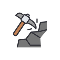 Coal mining colored icons, minimalist vector illustration ,simple transparent graphic element .Isolated on white background