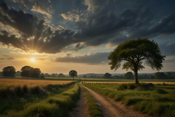 Obraz premium sunset over the countryside