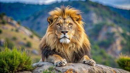 Obraz premium Majestic Lion Face – Wild Big Cat Portrait, Panthera Leo in Nature, Isolated Raster