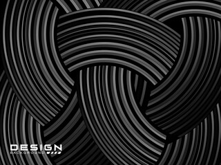 Abstract shining circle lines on black background. Geometric line art design. Modern shiny black lines. Futuristic technology concept. Suitable for posters, covers, banners, brochures, websites, etc