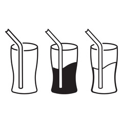 water glass icon, Glass with drink, beverage vector, sign, symbol, logo, illustration, editable stroke, flat design style isolated on white linear