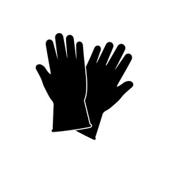 Obraz premium Protective work gloves icon in black silhouette